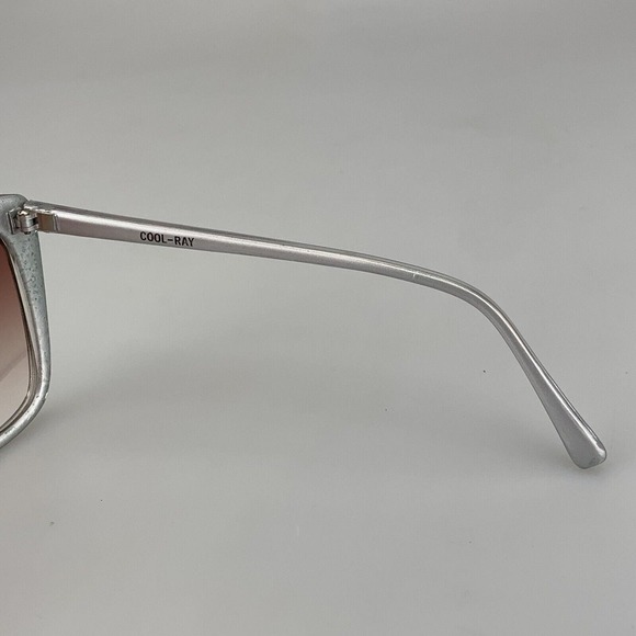 Vintage Cool-Ray Sunglasses Flat Top Shield Green Patterned Square Oversized - Picture 4 of 10